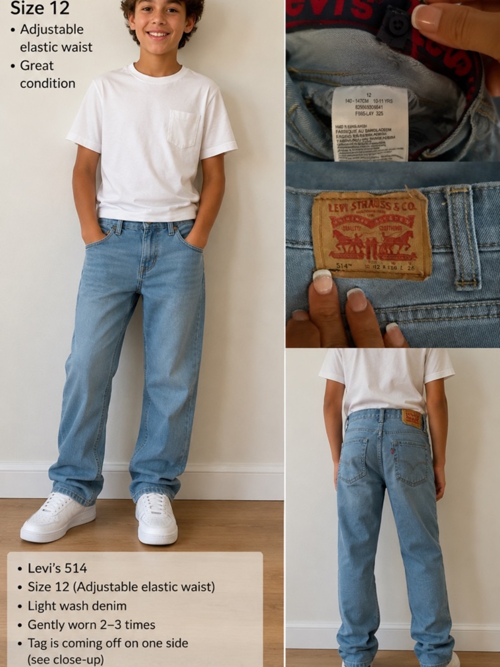 Levi's Light Blue Straight-Leg Jeans - Kids Size 12